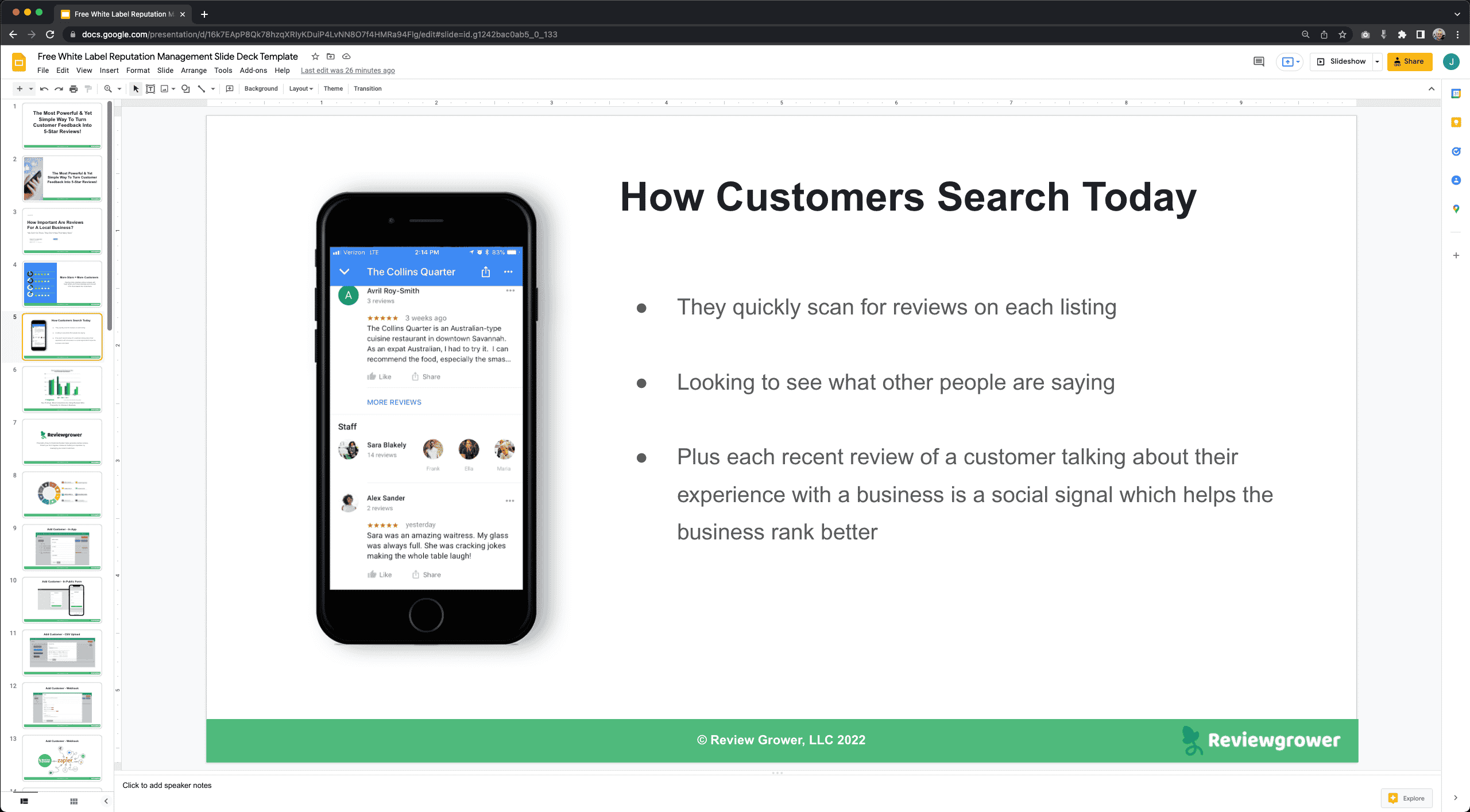 White Label Reputation Management Slide Deck Template Google Slides