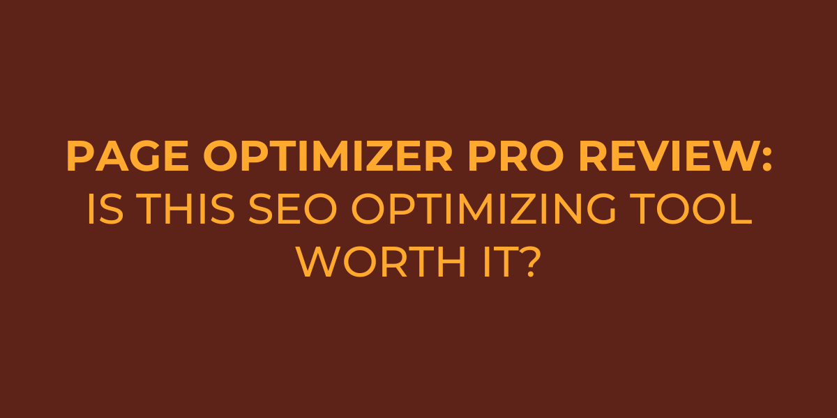 Page Optimizer Pro Review
