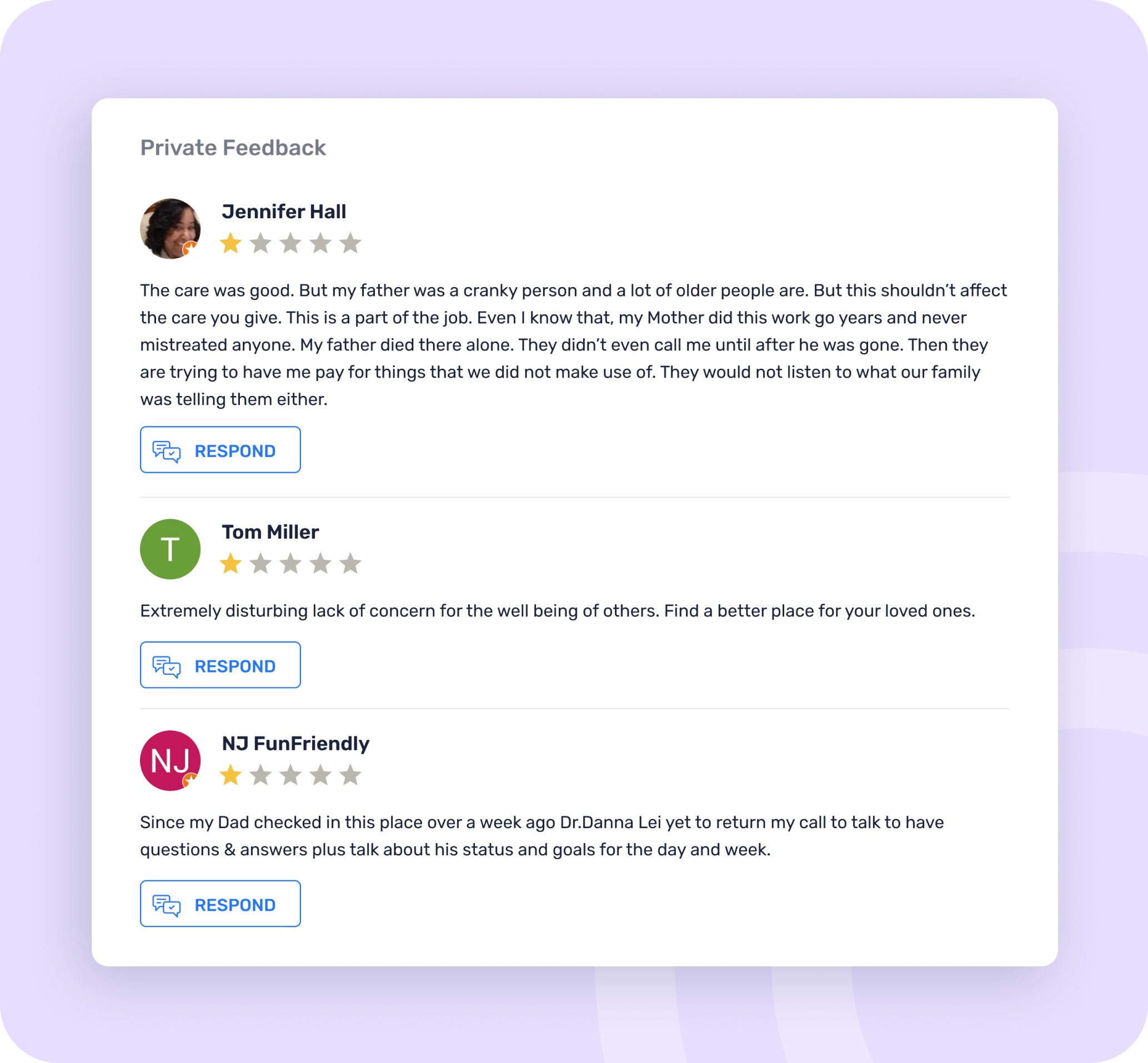 Private feedback