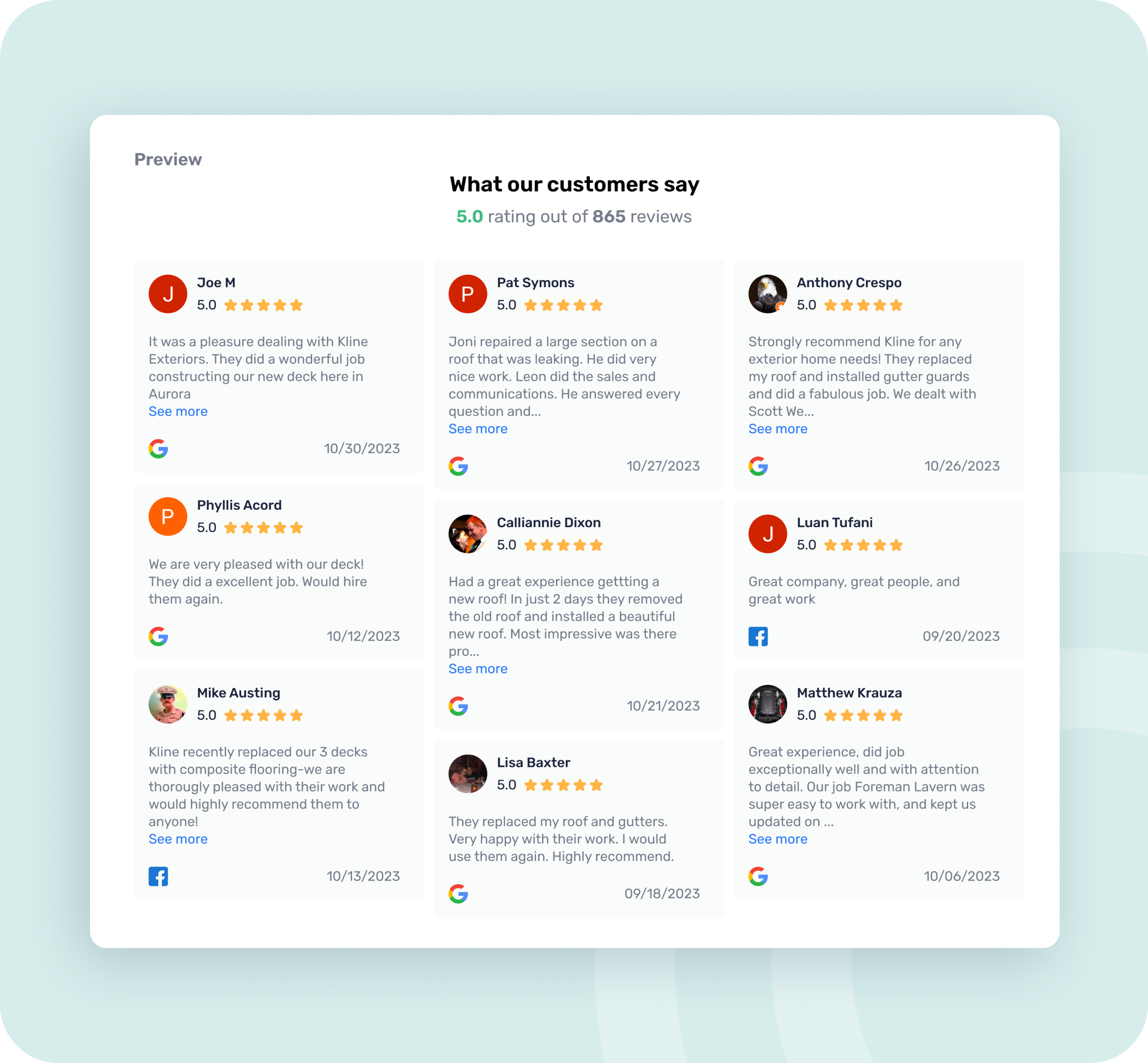 Review widget